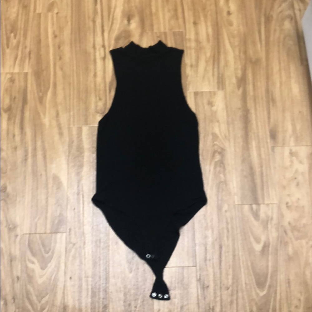 Black mock turtleneck bodysuit